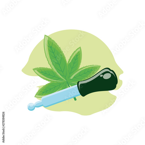 cannabis leaf plant with dropper