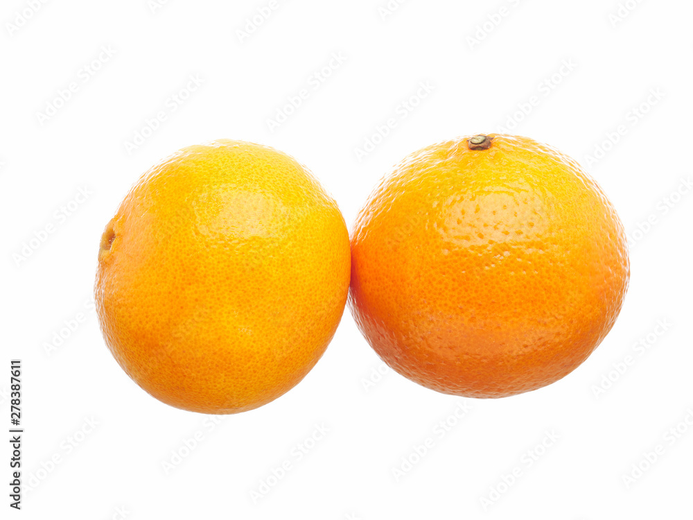Two Mandarin orange isolated on white background. Two Mandarin orange isolated on white background.