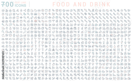 Set Vector Line Icons of Food and Drink