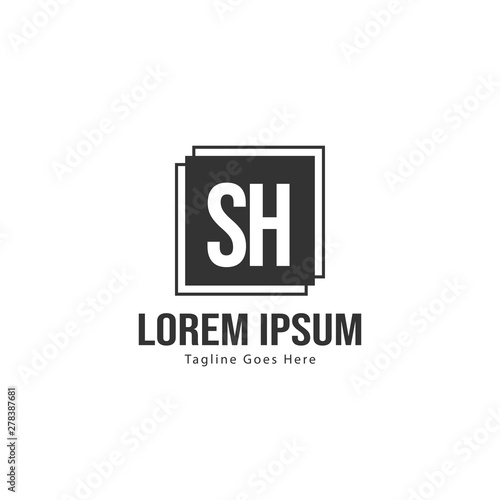 Initial SH logo template with modern frame. Minimalist SH letter logo vector illustration