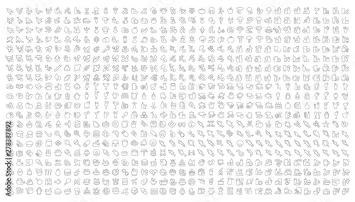 Set Vector Line Icons of Food and Drink