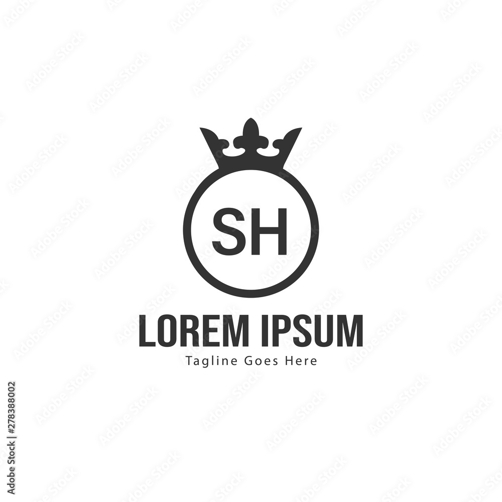 Fototapeta premium Initial SH logo template with modern frame. Minimalist SH letter logo vector illustration