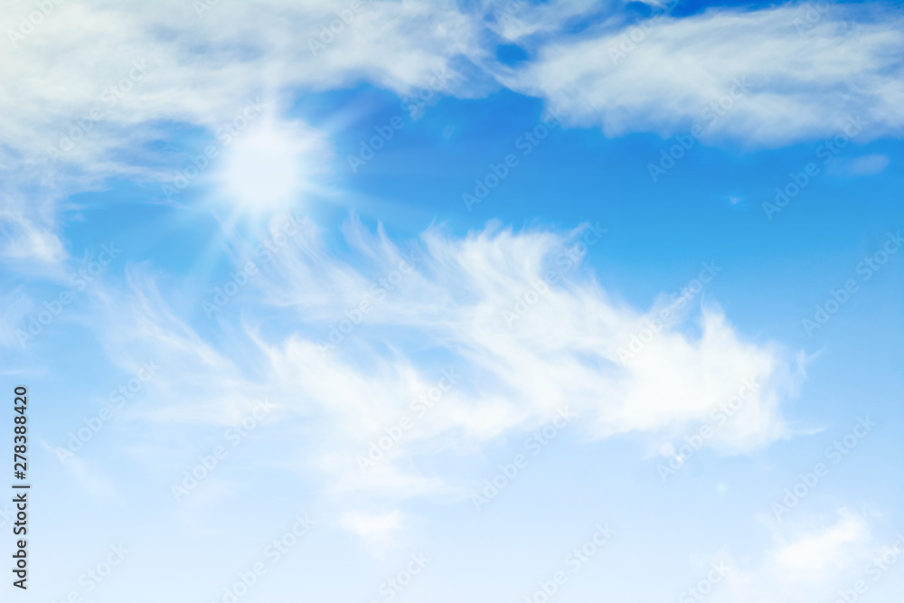 Blue sky with clouds background. Beautiful white fluffy clouds on a light blue sky background. Clearing day and Good weather in the morning. Blue sky with clouds background. Beautiful white fluffy clouds on a light blue sky background. Clearing day and Good weather in the morning.
