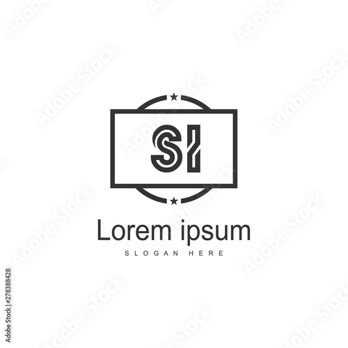 Initial SI logo template with modern frame. Minimalist SI letter logo vector illustration