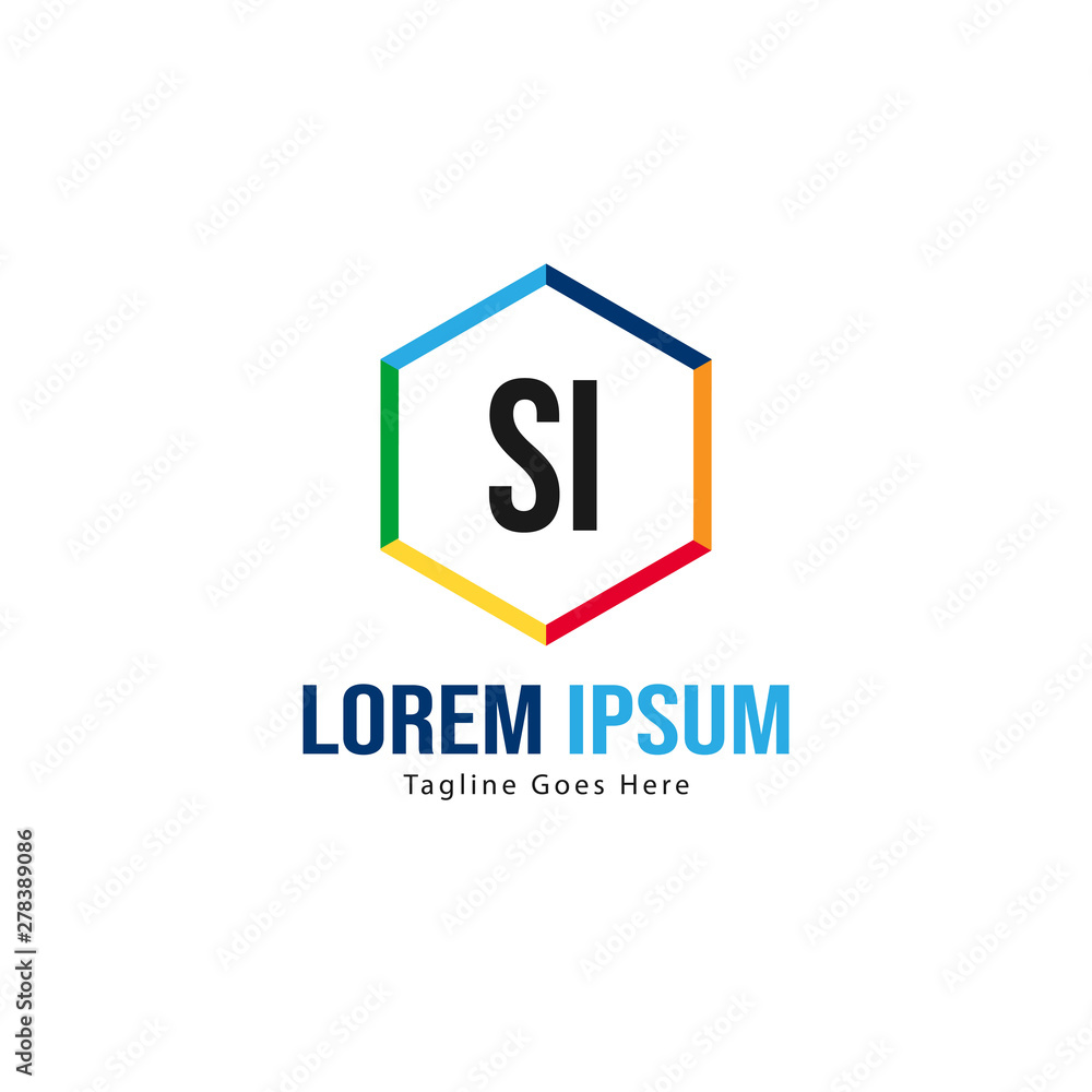 Initial SI logo template with modern frame. Minimalist SI letter logo vector illustration Initial SI logo template with modern frame. Minimalist SI letter logo vector illustration