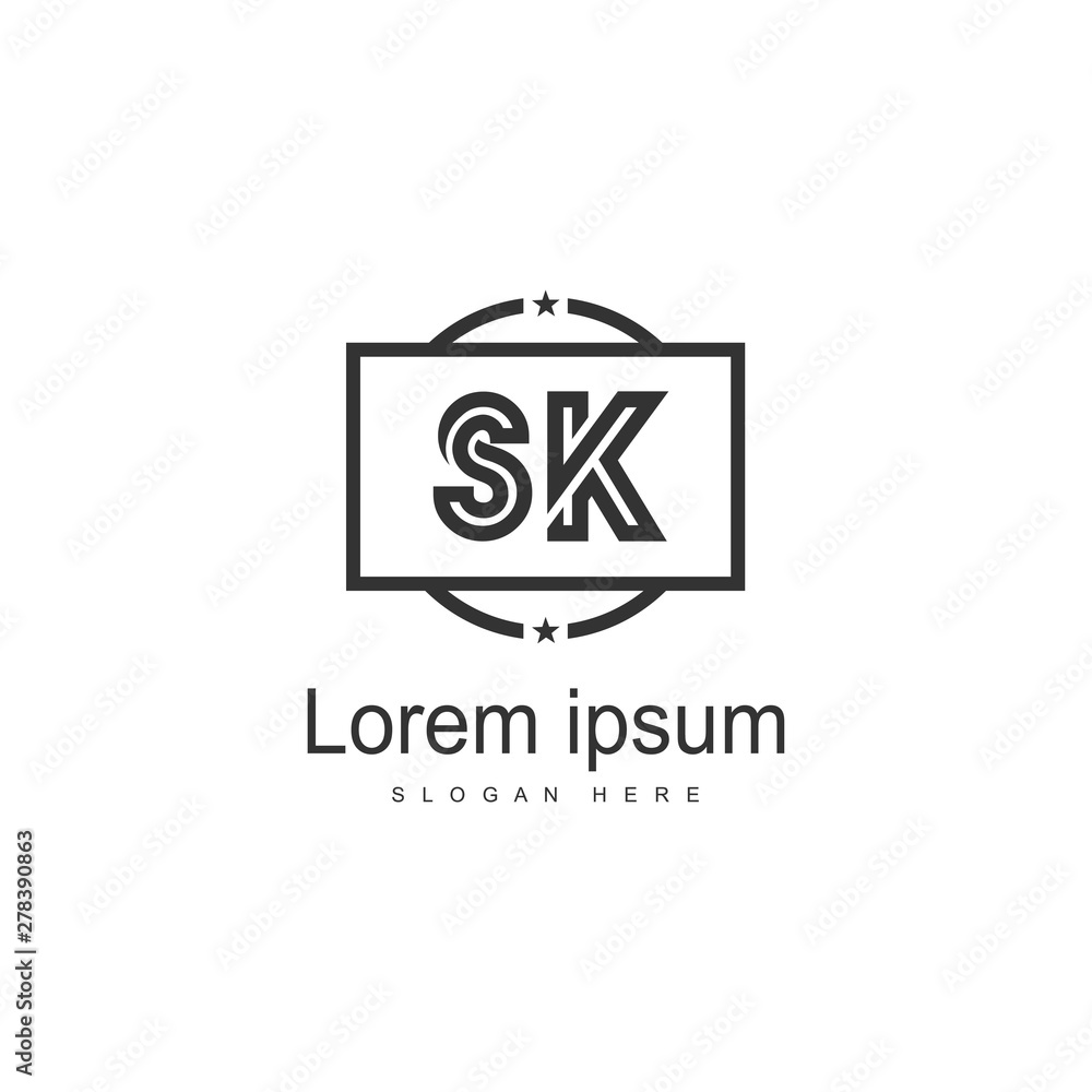 Initial SK logo template with modern frame. Minimalist SK letter logo vector illustration Initial SK logo template with modern frame. Minimalist SK letter logo vector illustration