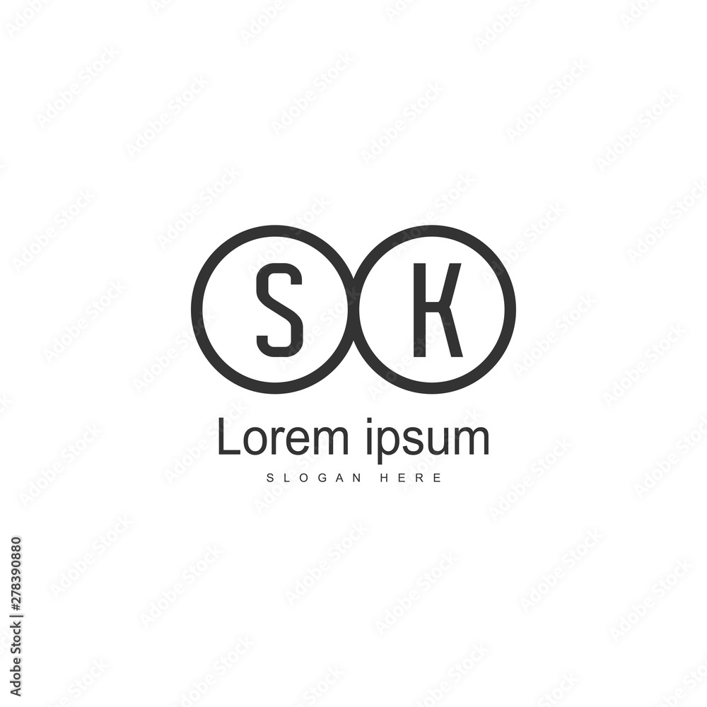 Initial SK logo template with modern frame. Minimalist SK letter logo vector illustration Initial SK logo template with modern frame. Minimalist SK letter logo vector illustration