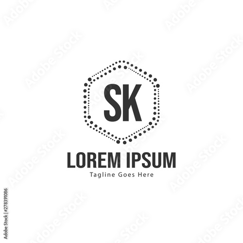 Initial SK logo template with modern frame. Minimalist SK letter logo vector illustration