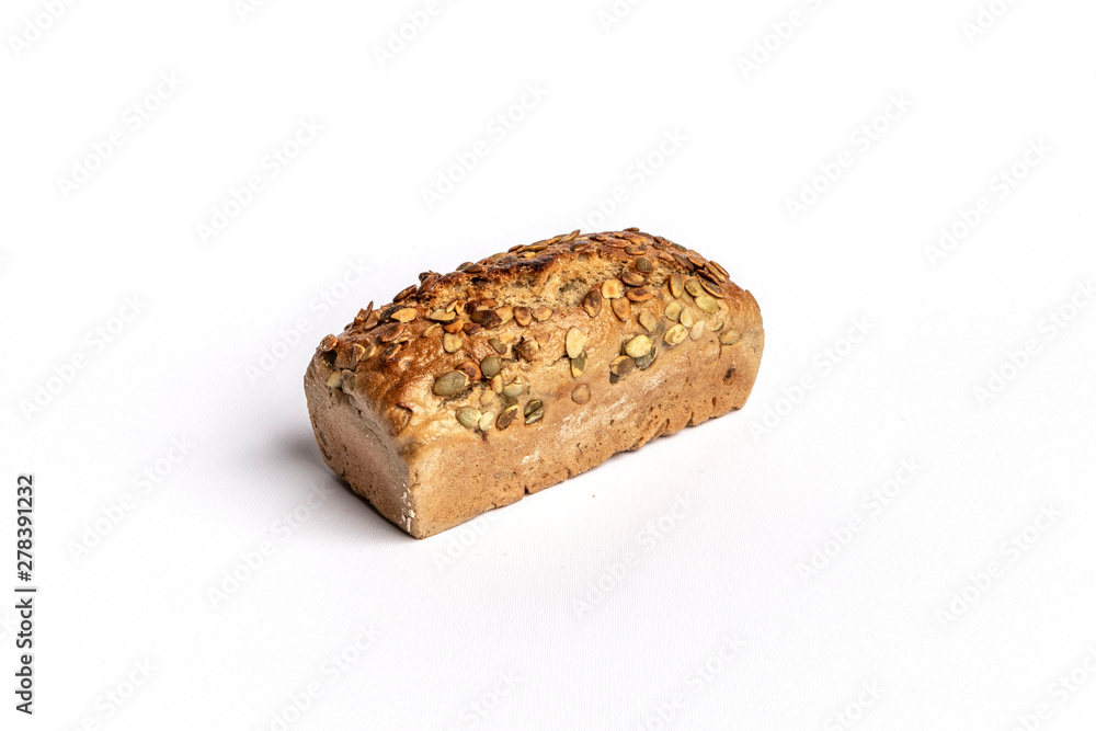 Fresh home-made bread with a crispy crust, on white background. Fresh home-made bread with a crispy crust, on white background.