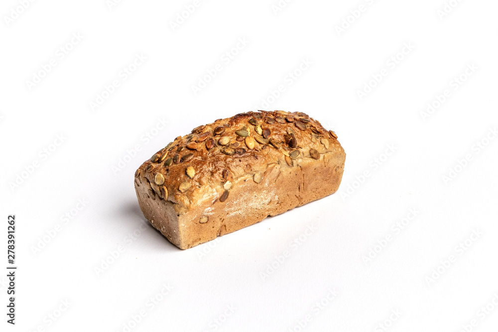 Fresh home-made bread with a crispy crust, on white background. Fresh home-made bread with a crispy crust, on white background.