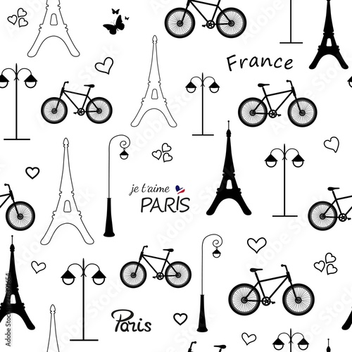 Seamless pattern with symbols of France