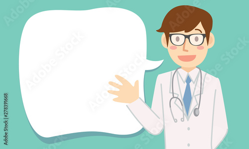 doctor with blank bubble sign talking 