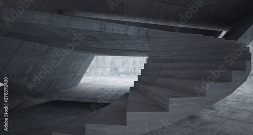 Abstract architectural concrete interior of a minimalist house. 3D illustration and rendering. © SERGEYMANSUROV