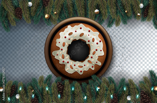 Christmas Border Transparent Background With Gradient Mesh, Vector Illustration