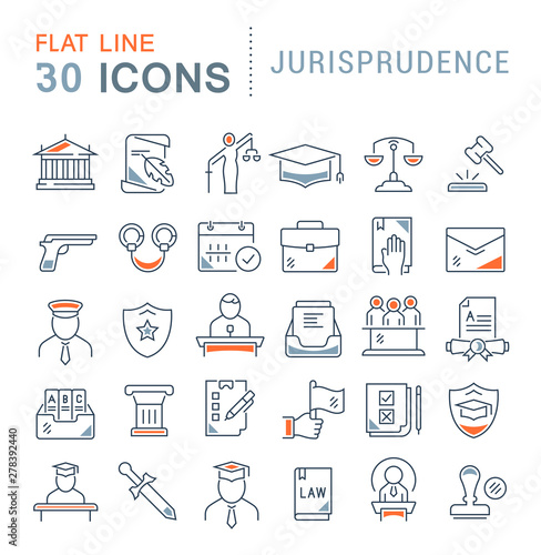 Set Vector Line Icons of Jurisprudence