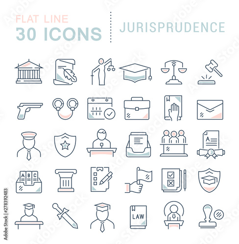 Set Vector Line Icons of Jurisprudence