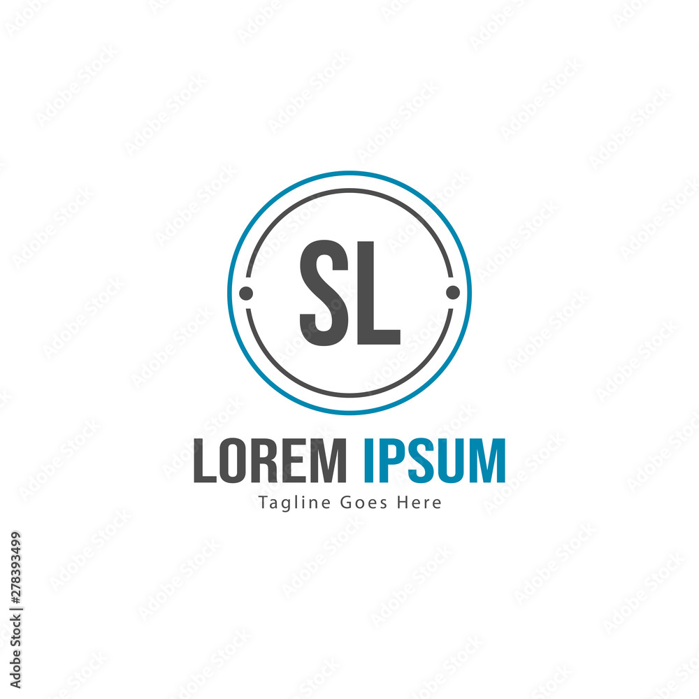 Initial SL logo template with modern frame. Minimalist SL letter logo vector illustration