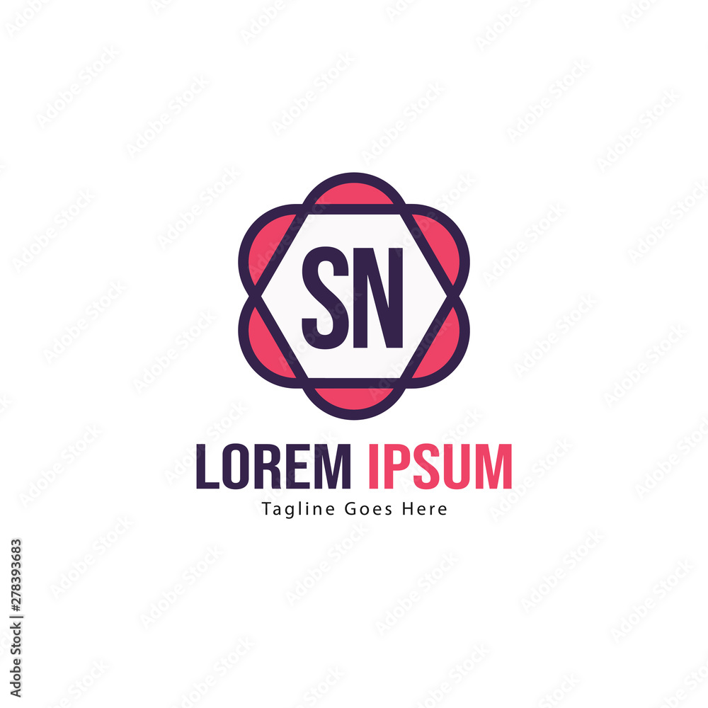 Initial SN logo template with modern frame. Minimalist SN letter logo vector illustration Initial SN logo template with modern frame. Minimalist SN letter logo vector illustration