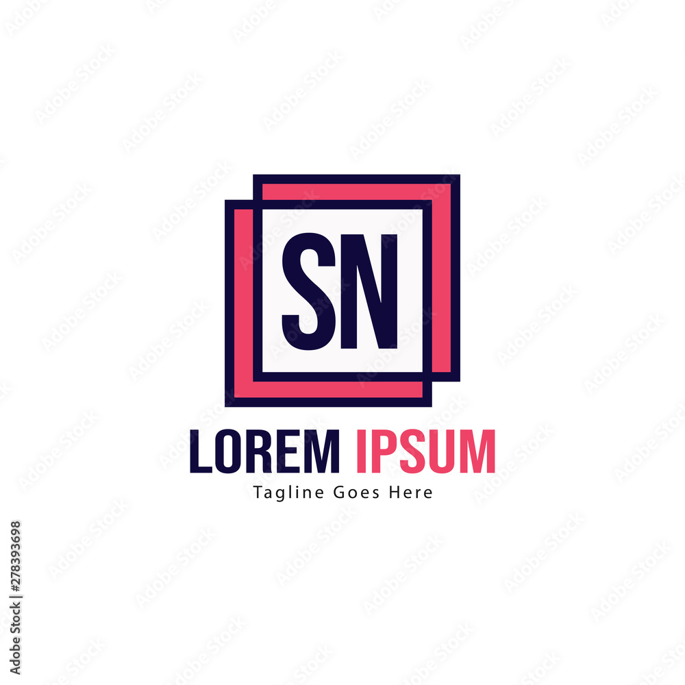 Initial SN logo template with modern frame. Minimalist SN letter logo vector illustration Initial SN logo template with modern frame. Minimalist SN letter logo vector illustration