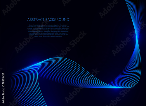 Blue wave light on dark blue background, vector illustration