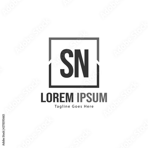Initial SN logo template with modern frame. Minimalist SN letter logo vector illustration