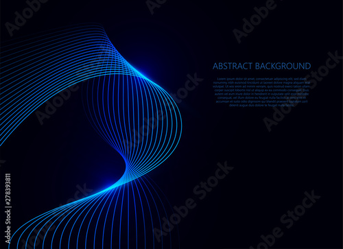 Blue wave light on dark blue background, vector illustration