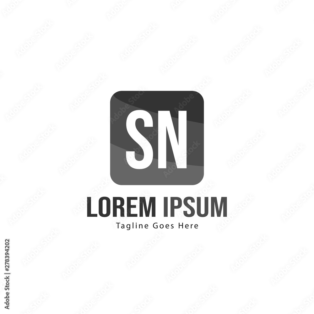 Initial SN logo template with modern frame. Minimalist SN letter logo vector illustration