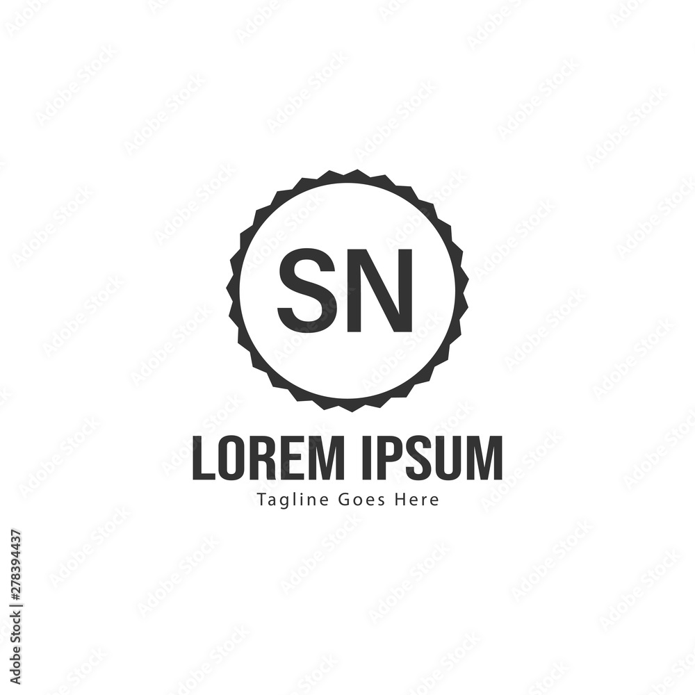 Initial SN logo template with modern frame. Minimalist SN letter logo vector illustration Initial SN logo template with modern frame. Minimalist SN letter logo vector illustration