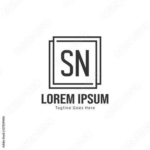 Initial SN logo template with modern frame. Minimalist SN letter logo vector illustration