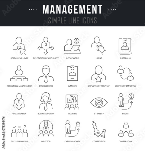 Set Vector Line Icons of Management