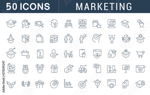 Set Vector Line Icons of Marketing