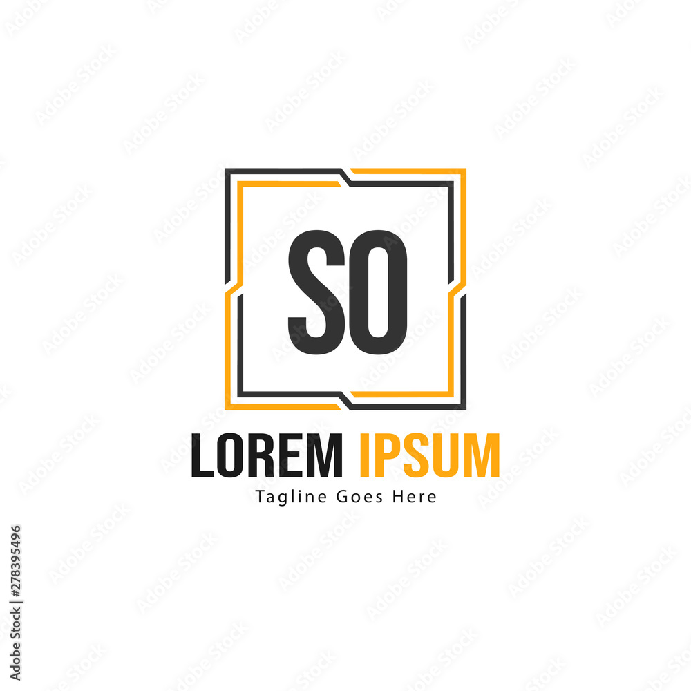 Initial SO logo template with modern frame. Minimalist SO letter logo vector illustration Initial SO logo template with modern frame. Minimalist SO letter logo vector illustration