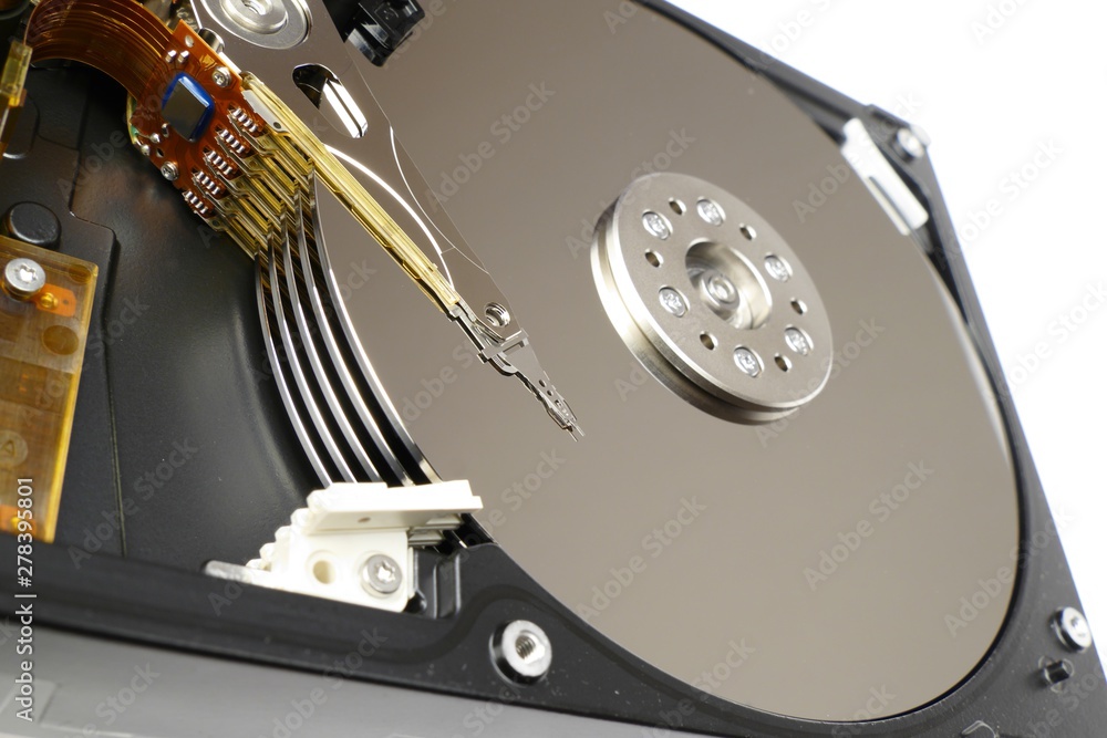 disassembled hard drive detail disassembled hard drive detail