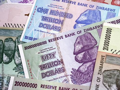  Banknotes of the state of Zimbabwe of large denominations since inflation 2008