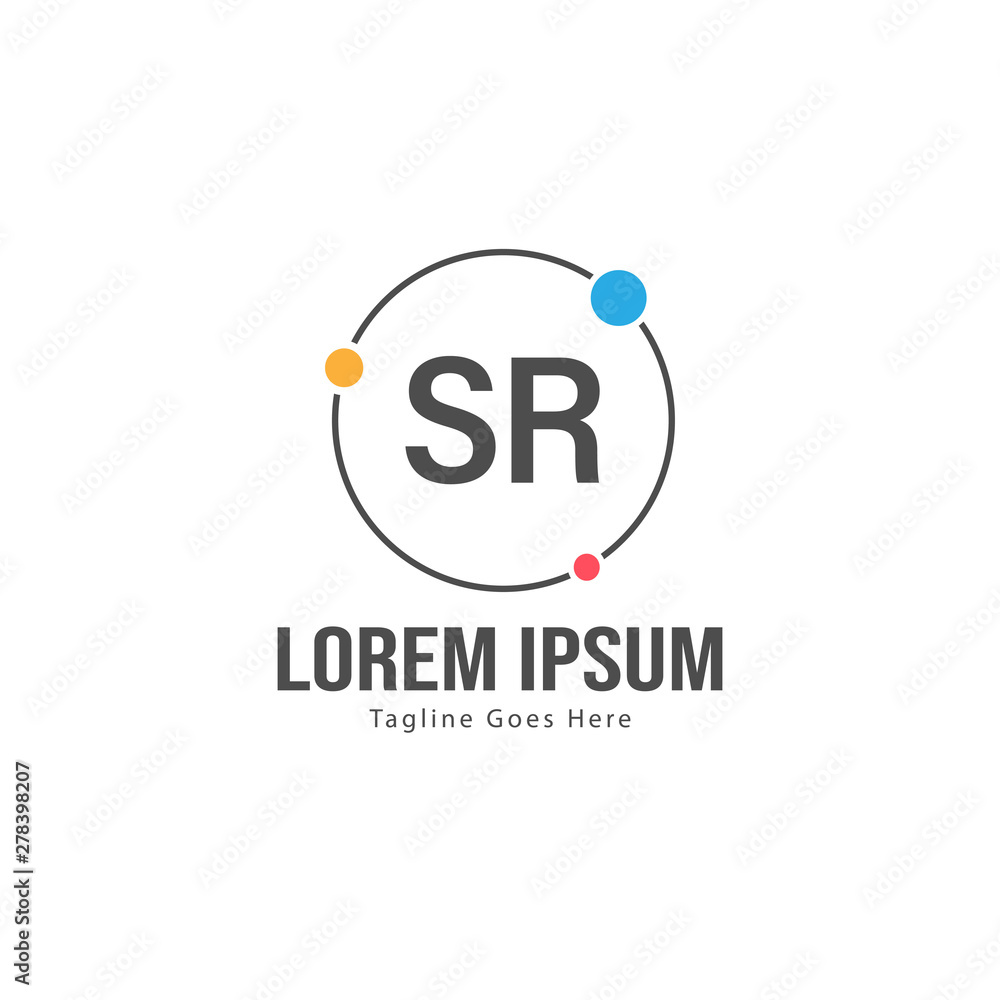Initial SR logo template with modern frame. Minimalist SR letter logo vector illustration