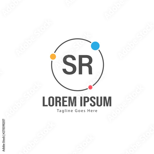 Initial SR logo template with modern frame. Minimalist SR letter logo vector illustration