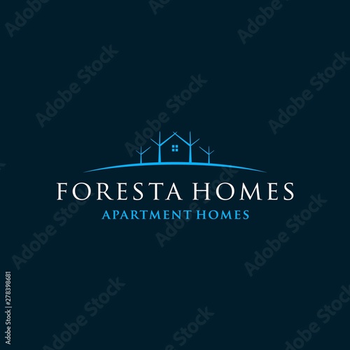forest home logo design inspiration . nature house logo design template . tree house logo design