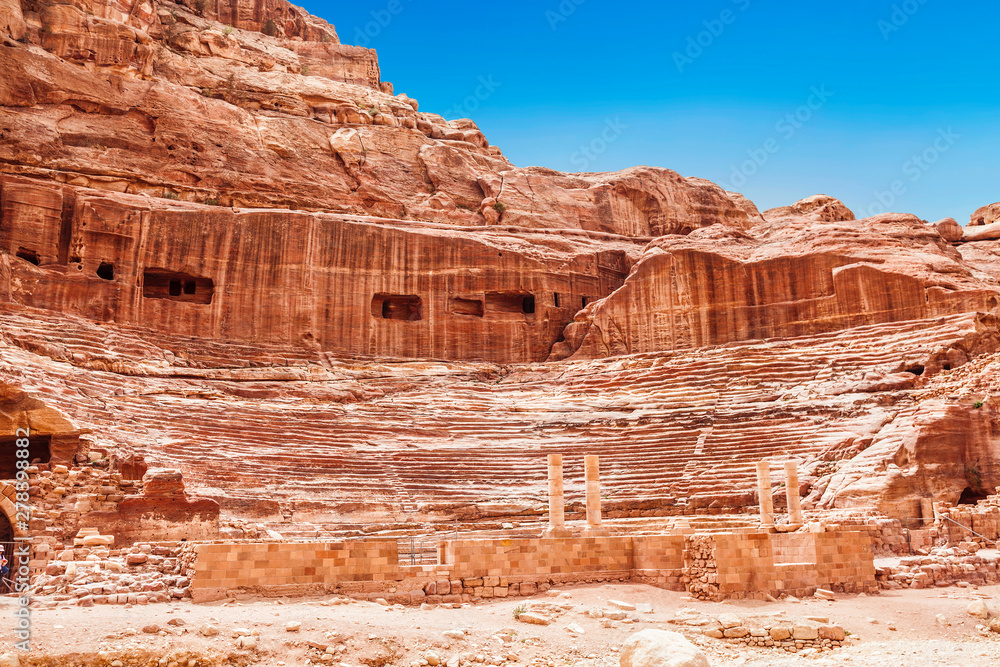 View of the amphitheatre in Petra, capital of the Nabatean Kingdom, Jordan