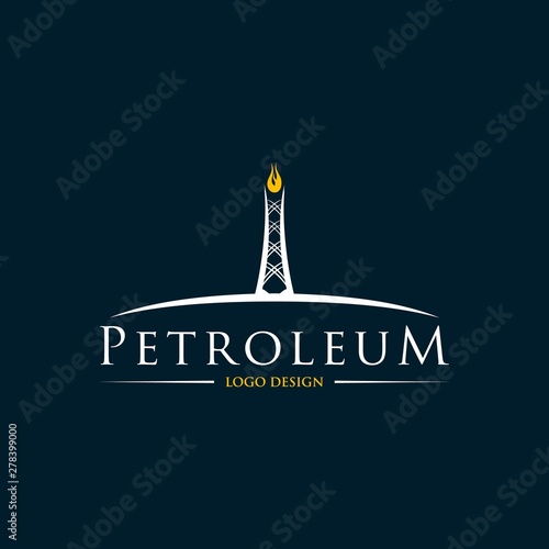 petroleum logo design inspiration . petroleum logo template . petrol tower logo design . fire tower logo