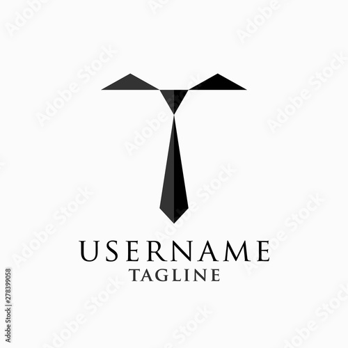 tie logo design inspiration . business logo template . letter T shaping tie . letter T for tie logo template