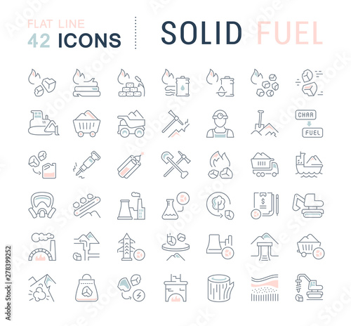Set Vector Line Icons of Solid Fuel