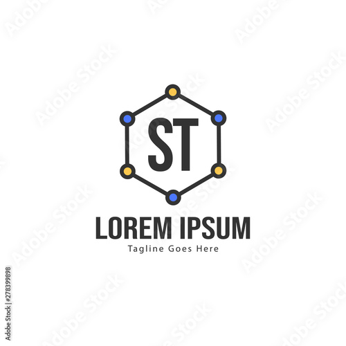 Initial ST logo template with modern frame. Minimalist ST letter logo vector illustration