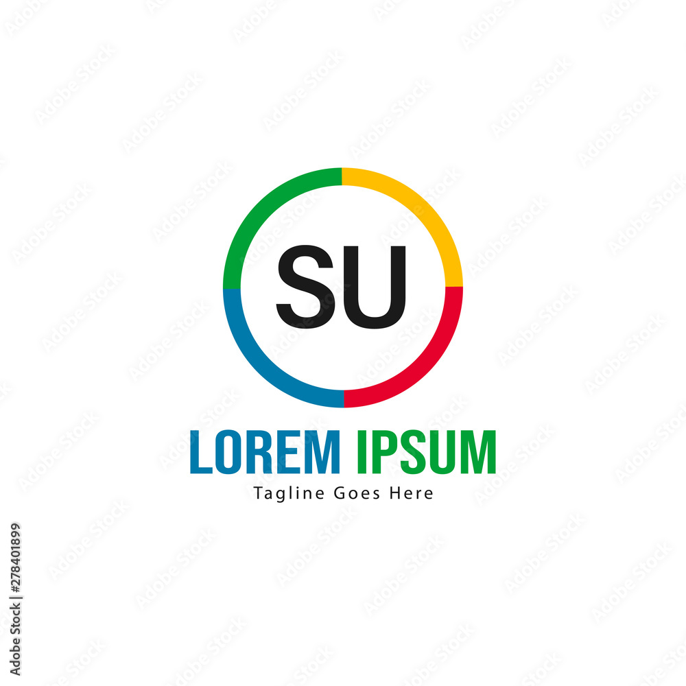 Initial SU logo template with modern frame. Minimalist SU letter logo vector illustration Initial SU logo template with modern frame. Minimalist SU letter logo vector illustration
