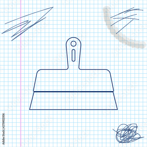 Putty knife line sketch icon isolated on white background. Spatula repair tool. Spackling or paint instruments. Vector Illustration