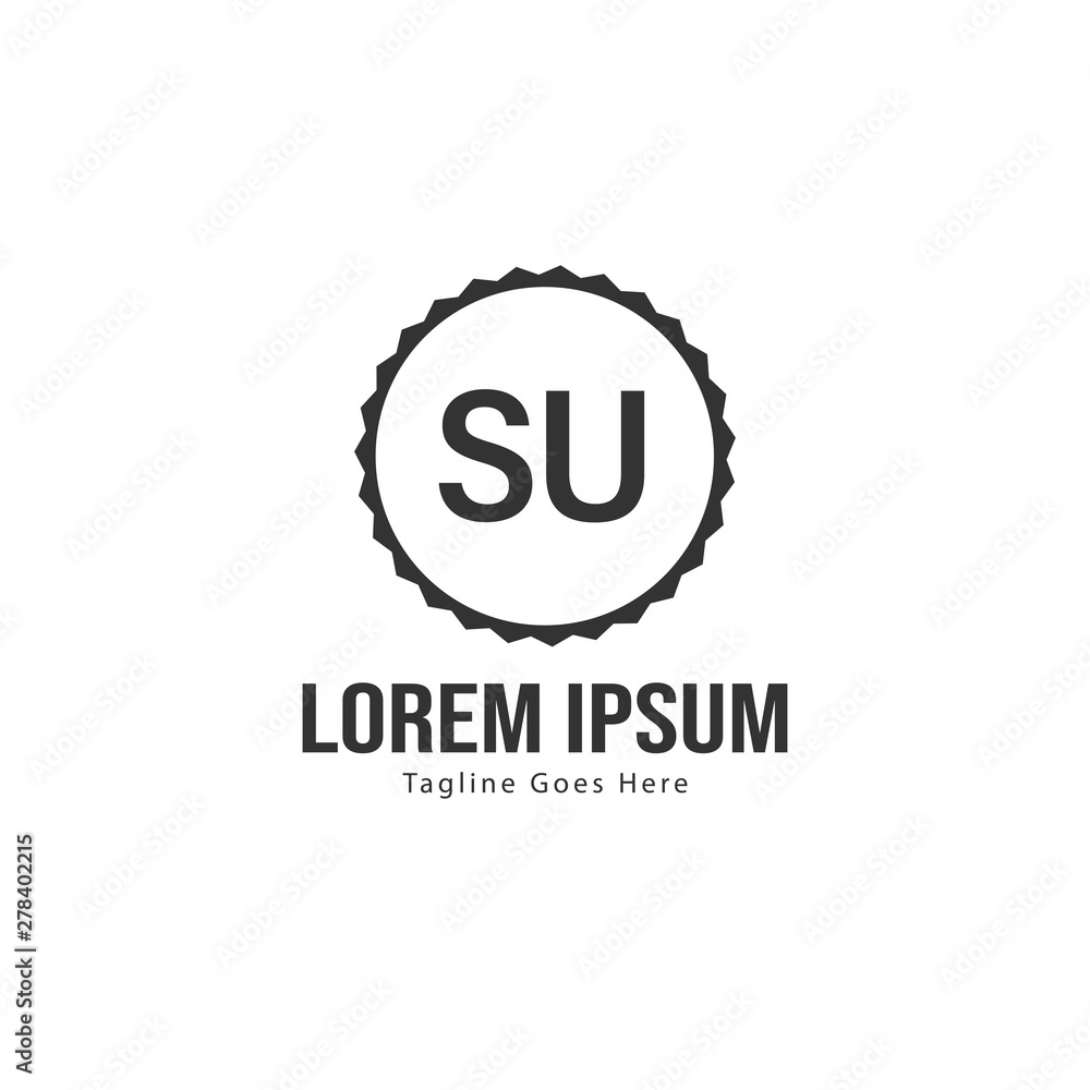 Initial SU logo template with modern frame. Minimalist SU letter logo vector illustration Initial SU logo template with modern frame. Minimalist SU letter logo vector illustration