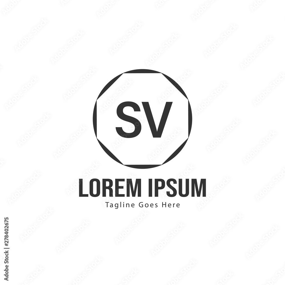 Initial SV logo template with modern frame. Minimalist SV letter logo vector illustration Initial SV logo template with modern frame. Minimalist SV letter logo vector illustration