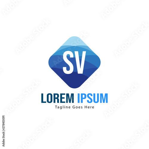 Initial SV logo template with modern frame. Minimalist SV letter logo vector illustration © Robani