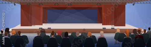 businesspeople meeting at business presentation modern conference hall interior horizontal flat