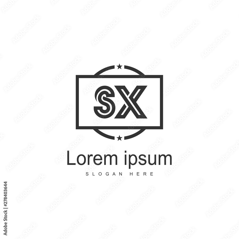 Initial SX logo template with modern frame. Minimalist SX letter logo vector illustration