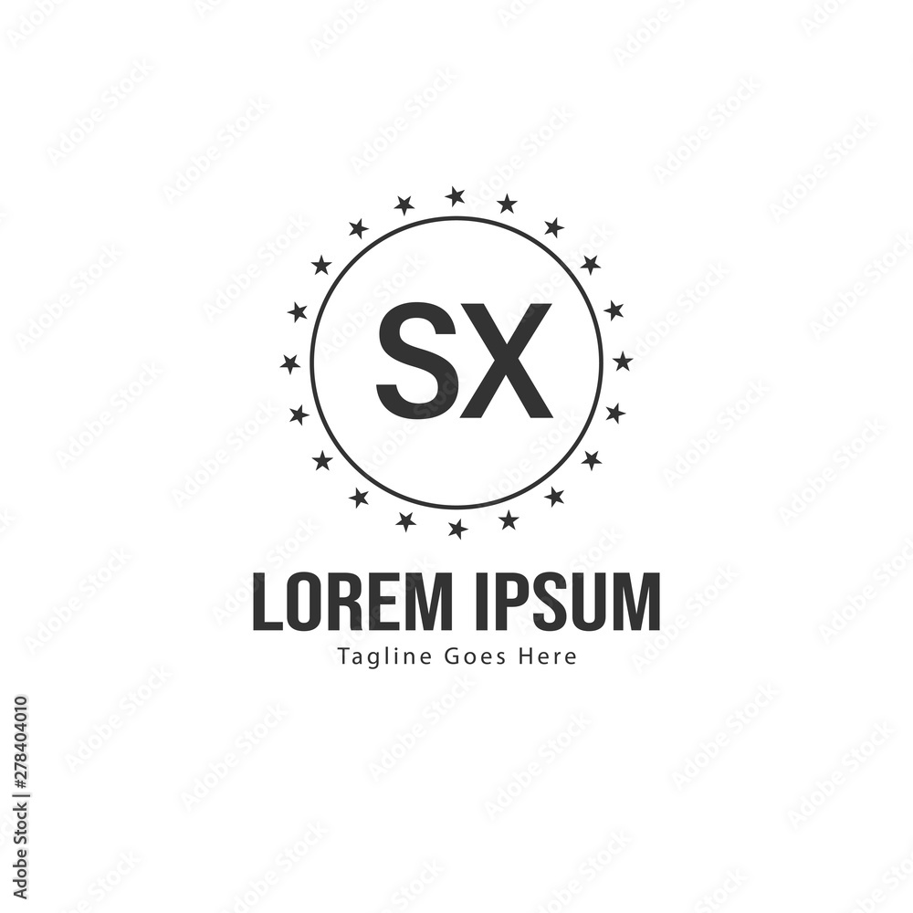 Initial SX logo template with modern frame. Minimalist SX letter logo vector illustration